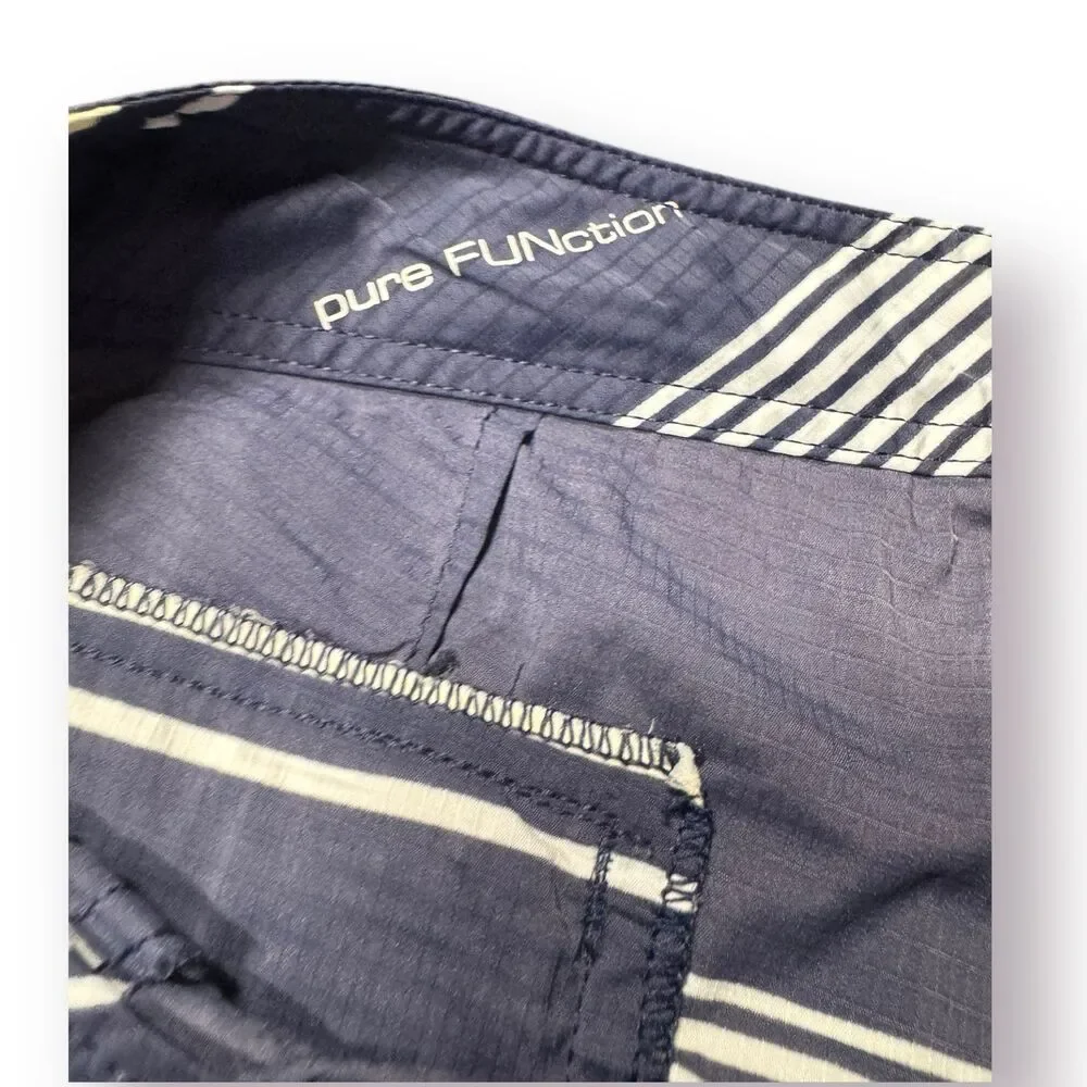 Volcom White Blue‎ Striped Board Shorts Size 32